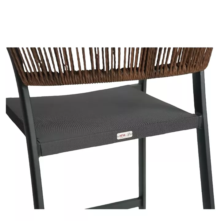 Σκαμπό Bar ArteLibre SANTORINI Ανθρακί/Φυσικό Αλουμίνιο/Rattan 55x56x99cm