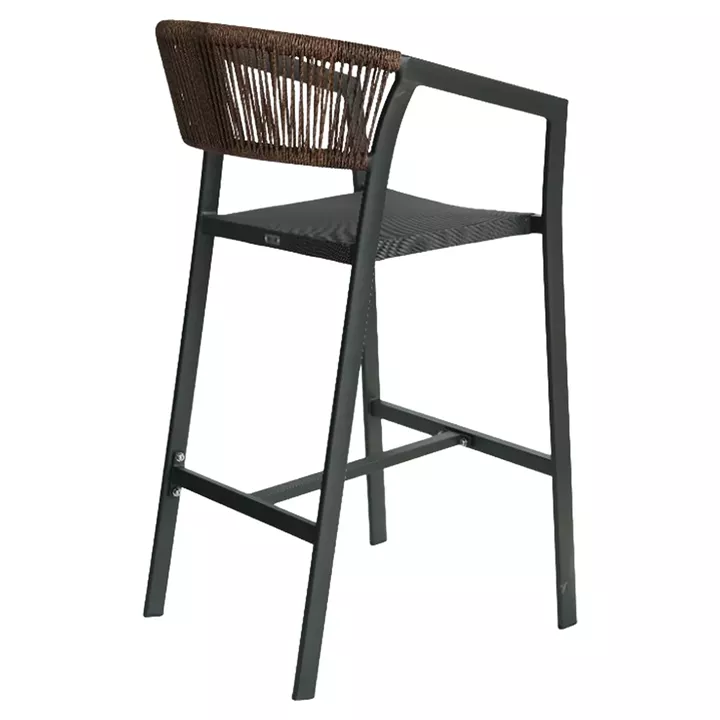 Σκαμπό Bar ArteLibre SANTORINI Ανθρακί/Φυσικό Αλουμίνιο/Rattan 55x56x99cm
