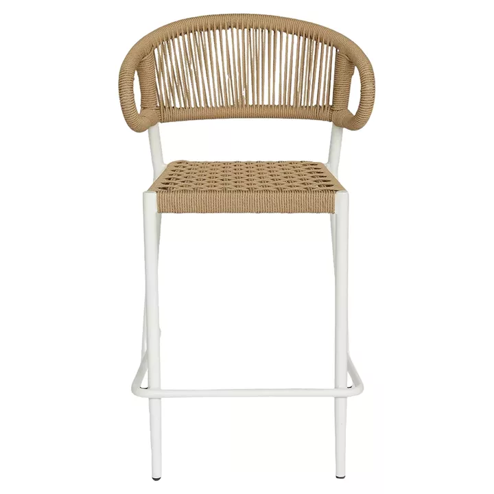 Σκαμπό Bar ArteLibre CEBU Λευκό/Φυσικό Αλουμίνιο/Rattan 60x60x99cm