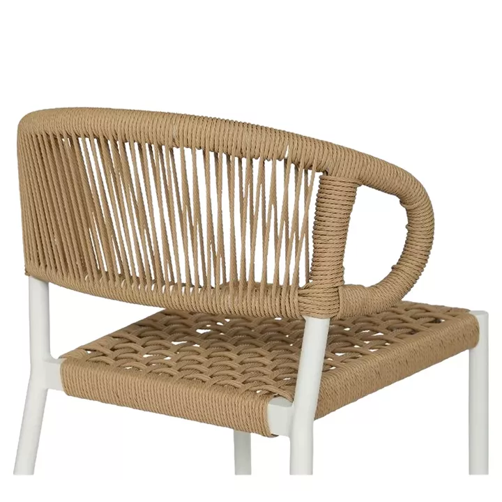 Σκαμπό Bar ArteLibre CEBU Λευκό/Φυσικό Αλουμίνιο/Rattan 60x60x99cm