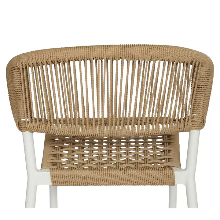 Σκαμπό Bar ArteLibre CEBU Λευκό/Φυσικό Αλουμίνιο/Rattan 60x60x99cm