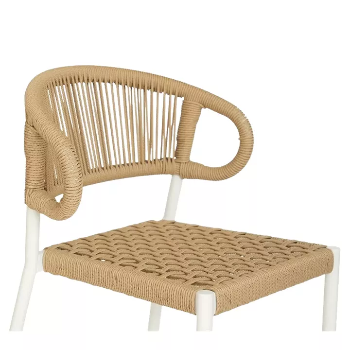 Σκαμπό Bar ArteLibre CEBU Λευκό/Φυσικό Αλουμίνιο/Rattan 60x60x99cm