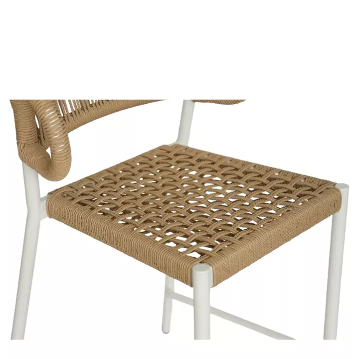 Σκαμπό Bar ArteLibre CEBU Λευκό/Φυσικό Αλουμίνιο/Rattan 60x60x99cm