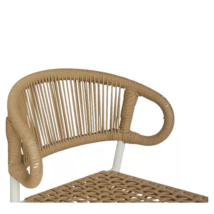 Σκαμπό Bar ArteLibre CEBU Λευκό/Φυσικό Αλουμίνιο/Rattan 60x60x99cm