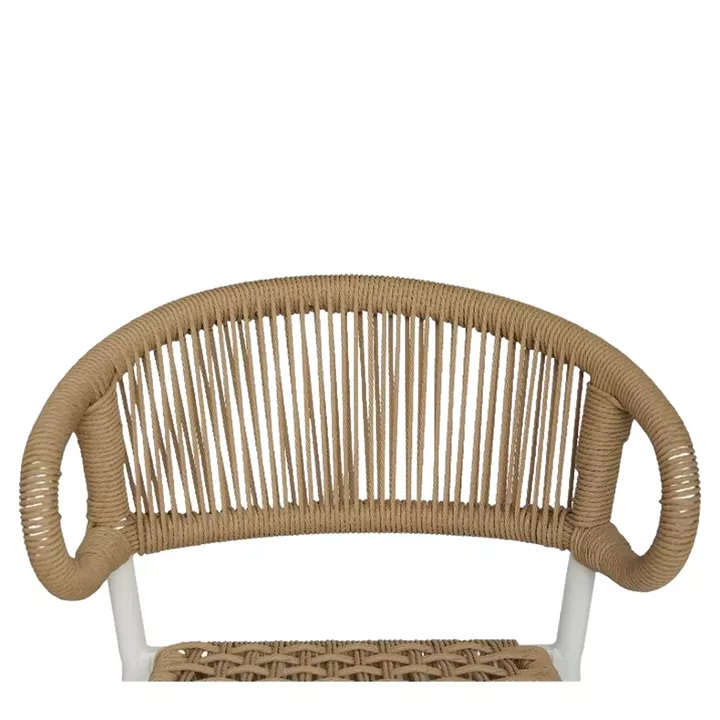 Σκαμπό Bar ArteLibre CEBU Λευκό/Φυσικό Αλουμίνιο/Rattan 60x60x99cm