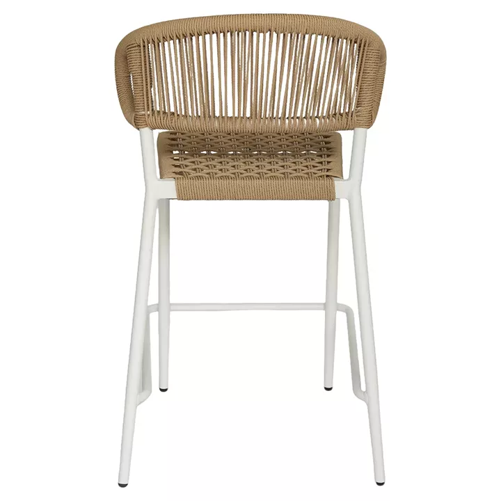 Σκαμπό Bar ArteLibre CEBU Λευκό/Φυσικό Αλουμίνιο/Rattan 60x60x99cm