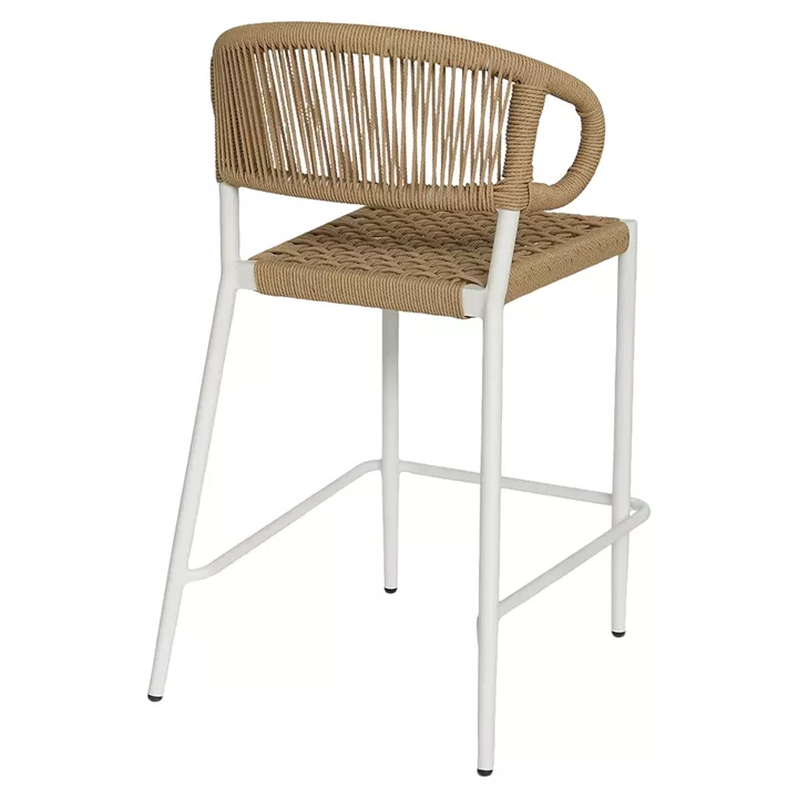 Σκαμπό Bar ArteLibre CEBU Λευκό/Φυσικό Αλουμίνιο/Rattan 60x60x99cm