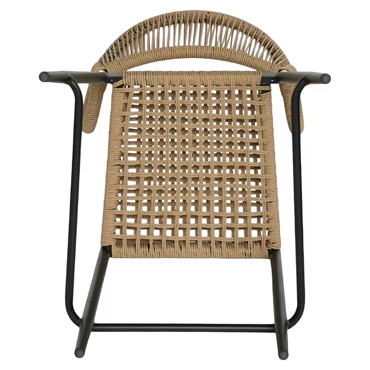 Σκαμπό Bar ArteLibre CEBU Μαύρο/Φυσικό Αλουμίνιο/Rattan 60x60x99cm