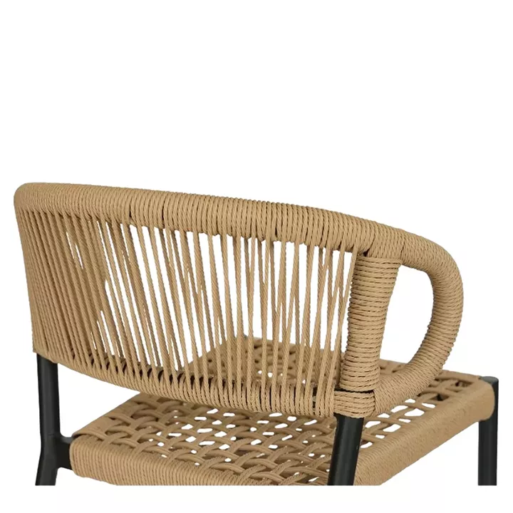 Σκαμπό Bar ArteLibre CEBU Μαύρο/Φυσικό Αλουμίνιο/Rattan 60x60x99cm