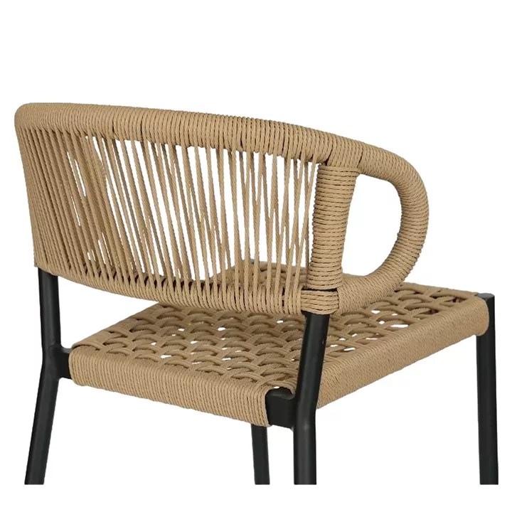 Σκαμπό Bar ArteLibre CEBU Μαύρο/Φυσικό Αλουμίνιο/Rattan 60x60x99cm