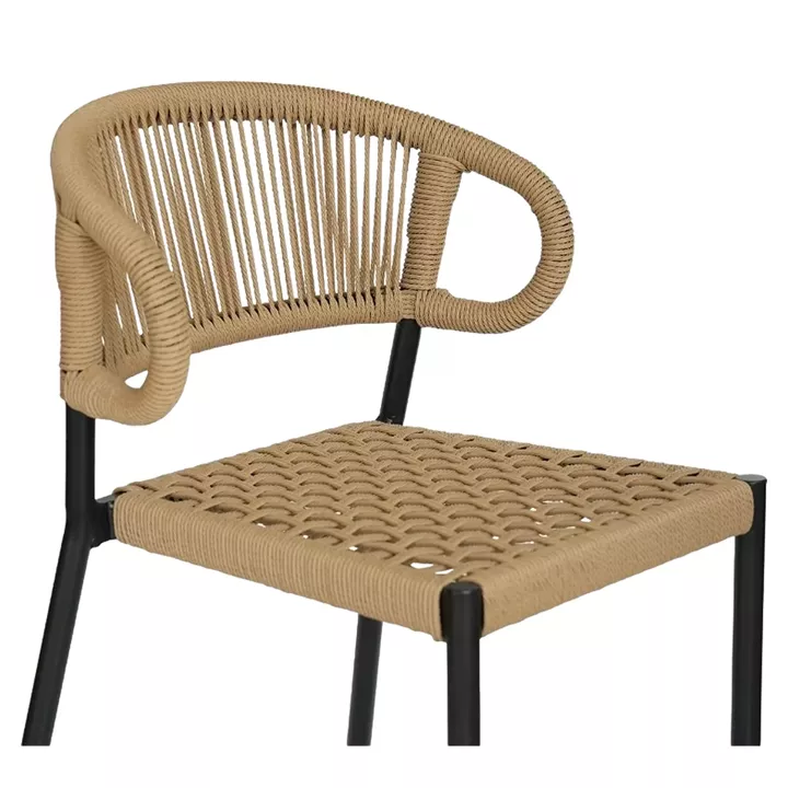 Σκαμπό Bar ArteLibre CEBU Μαύρο/Φυσικό Αλουμίνιο/Rattan 60x60x99cm