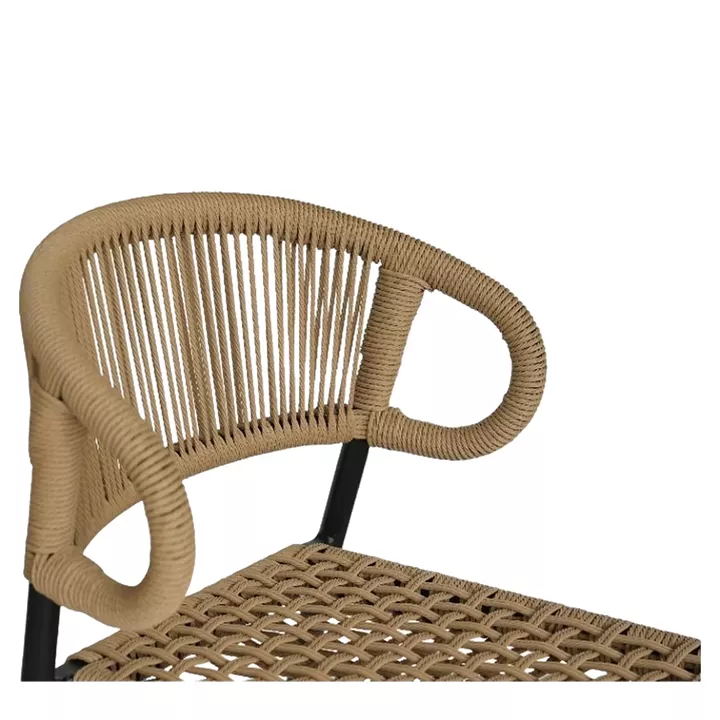 Σκαμπό Bar ArteLibre CEBU Μαύρο/Φυσικό Αλουμίνιο/Rattan 60x60x99cm