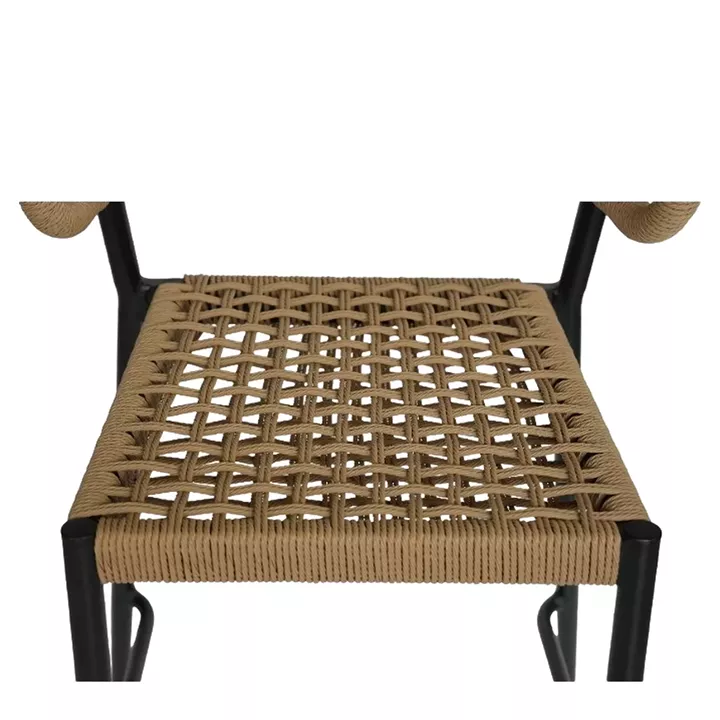 Σκαμπό Bar ArteLibre CEBU Μαύρο/Φυσικό Αλουμίνιο/Rattan 60x60x99cm