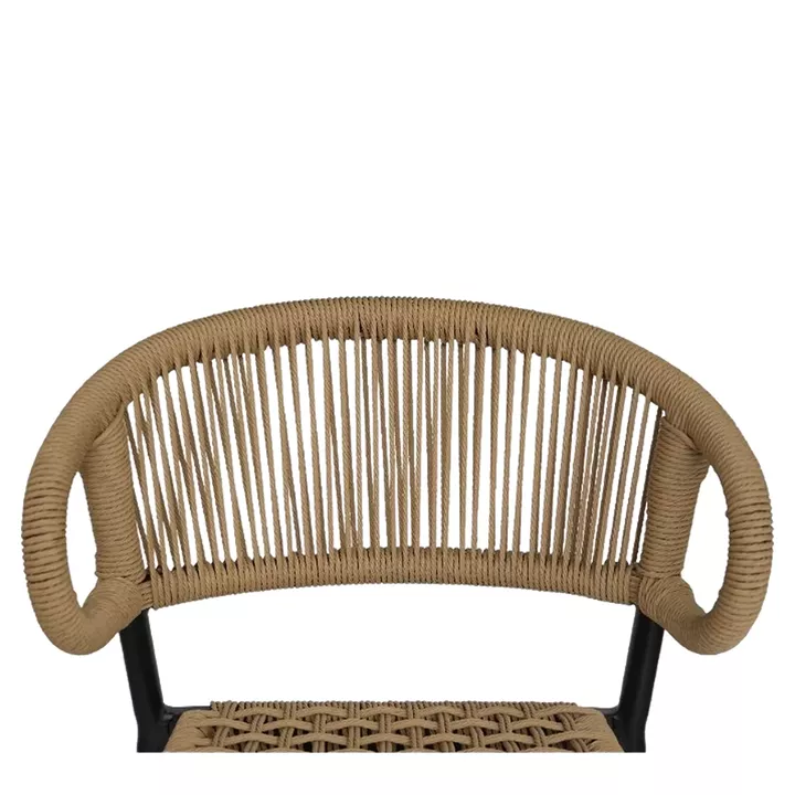 Σκαμπό Bar ArteLibre CEBU Μαύρο/Φυσικό Αλουμίνιο/Rattan 60x60x99cm