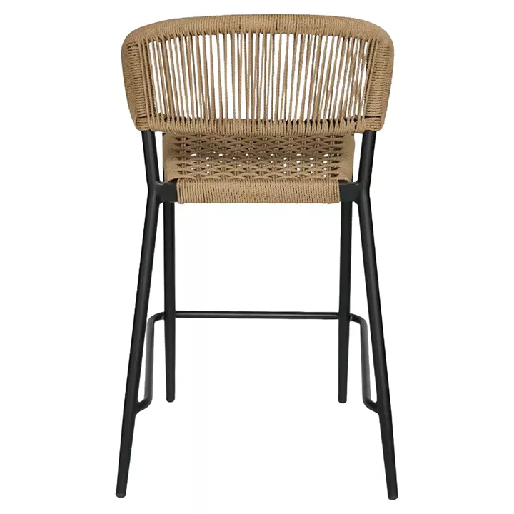 Σκαμπό Bar ArteLibre CEBU Μαύρο/Φυσικό Αλουμίνιο/Rattan 60x60x99cm
