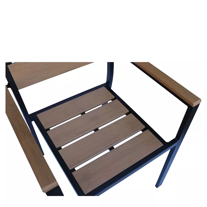 Πολυθρόνα Κήπου ArteLibre TOBAGO Μαύρο/Καρυδί Αλουμίνιο/Ξύλο 55x55x86cm