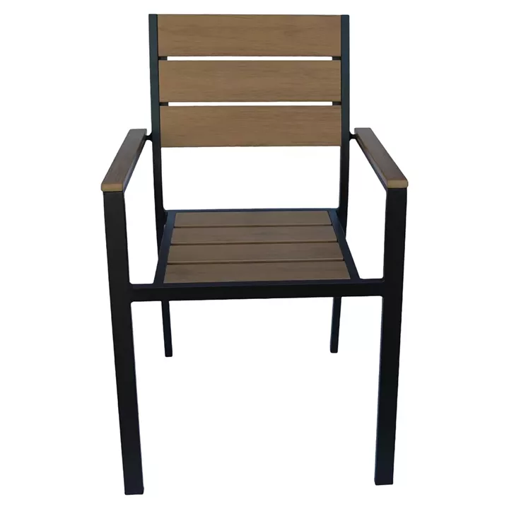 Πολυθρόνα Κήπου ArteLibre TOBAGO Μαύρο/Καρυδί Αλουμίνιο/Ξύλο 55x55x86cm