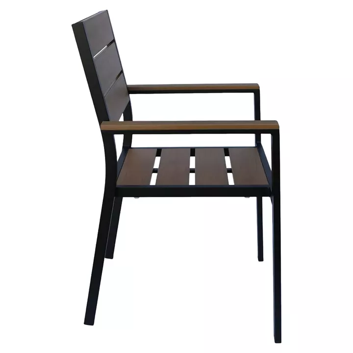 Πολυθρόνα Κήπου ArteLibre TOBAGO Μαύρο/Καρυδί Αλουμίνιο/Ξύλο 55x55x86cm