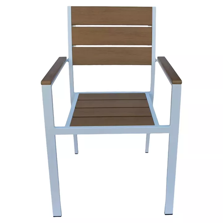 Πολυθρόνα Κήπου ArteLibre TOBAGO Λευκό/Καρυδί Αλουμίνιο/Ξύλο 55x55x86cm