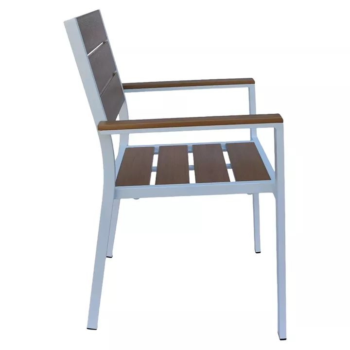 Πολυθρόνα Κήπου ArteLibre TOBAGO Λευκό/Καρυδί Αλουμίνιο/Ξύλο 55x55x86cm