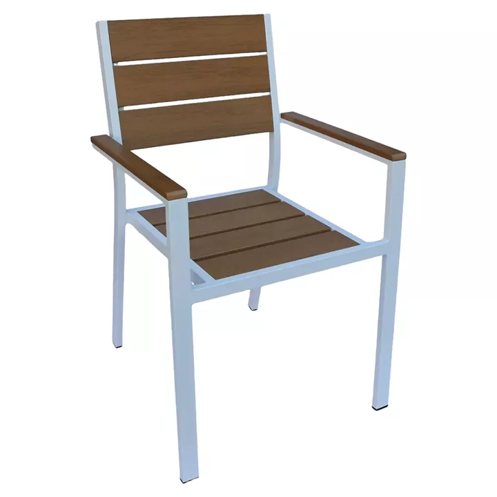 Πολυθρόνα Κήπου ArteLibre TOBAGO Λευκό/Καρυδί Αλουμίνιο/Ξύλο 55x55x86cm