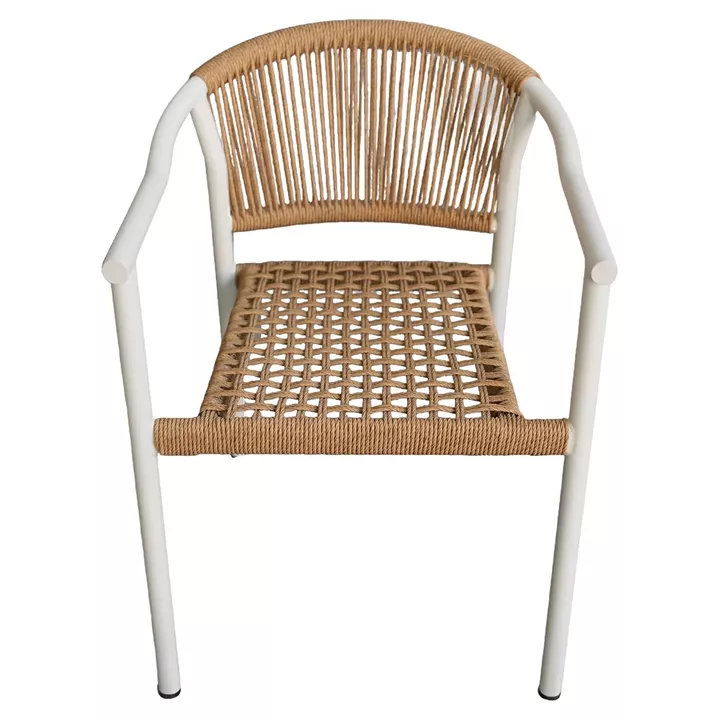 Πολυθρόνα Κήπου ArteLibre KINOSSA Λευκό/Φυσικό RATTAN Αλουμίνιο/Rattan 54x59x76cm