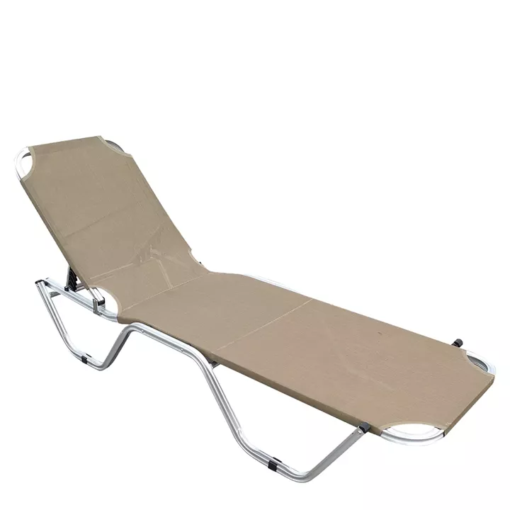 Ξαπλώστρα Παραλίας ArteLibre ADRENOX Μόκα/Ασημί Αλουμίνιο/Textilene 195x60x30cm