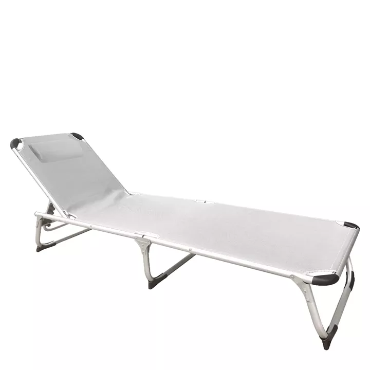 Ξαπλώστρα Παραλίας ArteLibre RENOA Λευκό/Ασημί Αλουμίνιο/Textilene 188x58x28/80cm