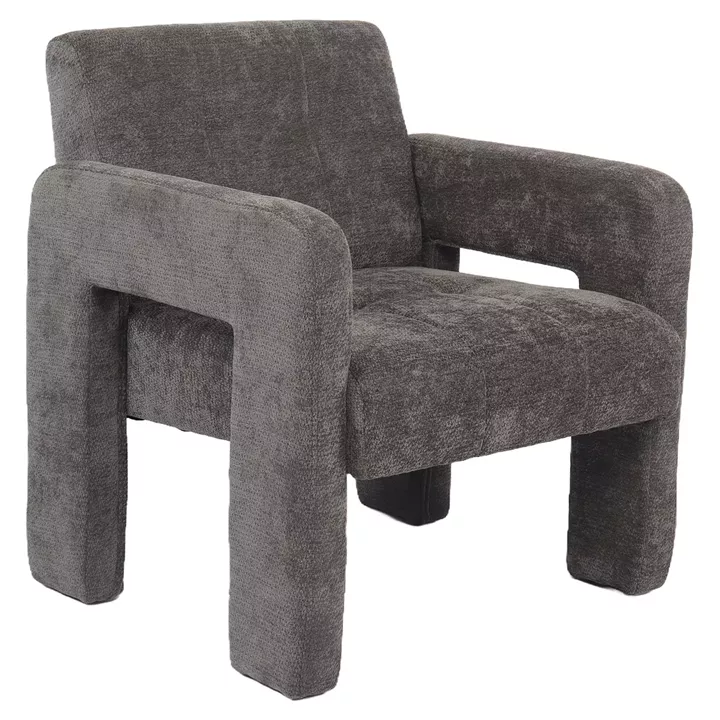 Πολυθρόνα ArteLibre VELORA Γκρι Ανοιχτό Ύφασμα/Ξύλο 75x68x69cm