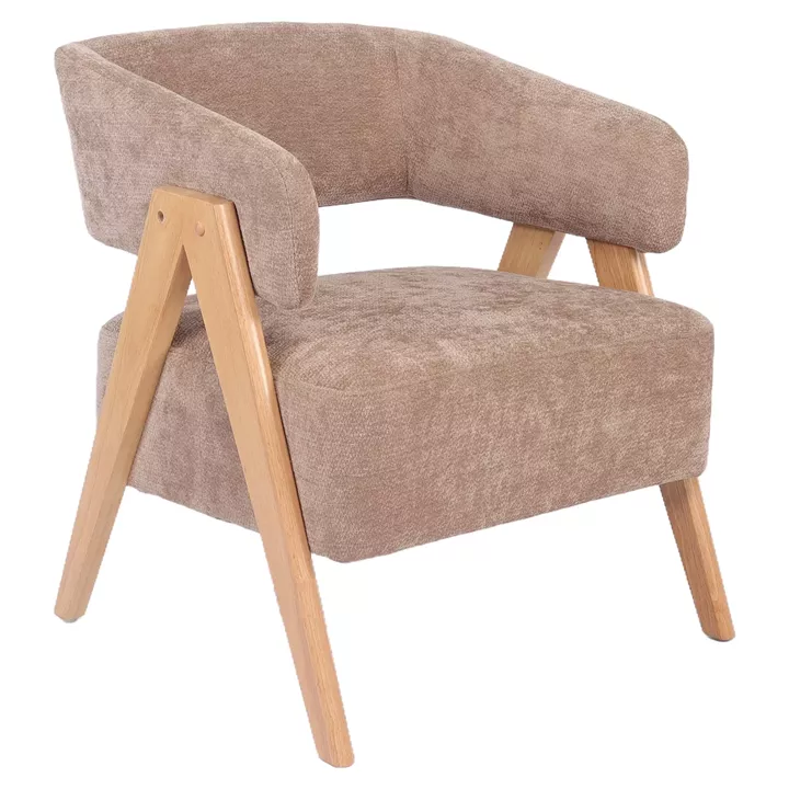 Πολυθρόνα ArteLibre BARTON Καφέ Ύφασμα/Ξύλο 74x67x66cm