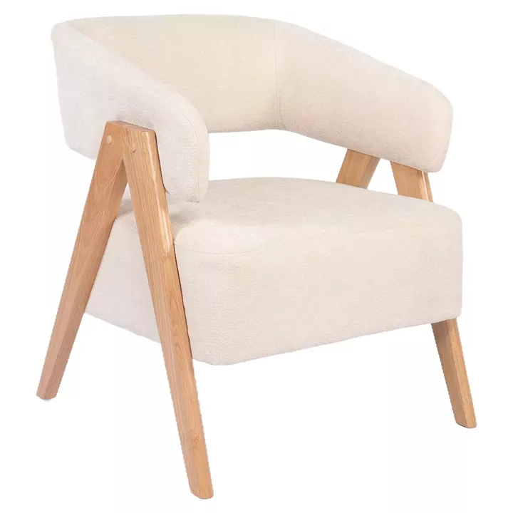 Πολυθρόνα ArteLibre BARTON Μπεζ Ύφασμα/Ξύλο 74x67x66cm