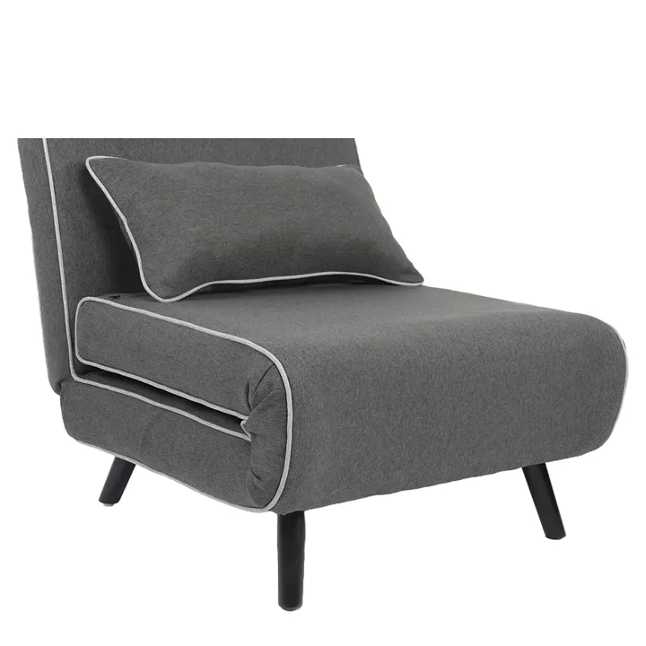 Κρεβάτι Ράντζο ArteLibre CALISTA Γκρι/Γκρι Ανοιχτό Ύφασμα/Ξύλο/Μέταλλο 78x200x28cm