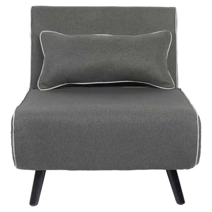 Κρεβάτι Ράντζο ArteLibre CALISTA Γκρι/Γκρι Ανοιχτό Ύφασμα/Ξύλο/Μέταλλο 78x200x28cm