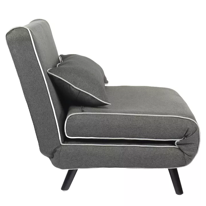 Κρεβάτι Ράντζο ArteLibre CALISTA Γκρι/Γκρι Ανοιχτό Ύφασμα/Ξύλο/Μέταλλο 78x200x28cm