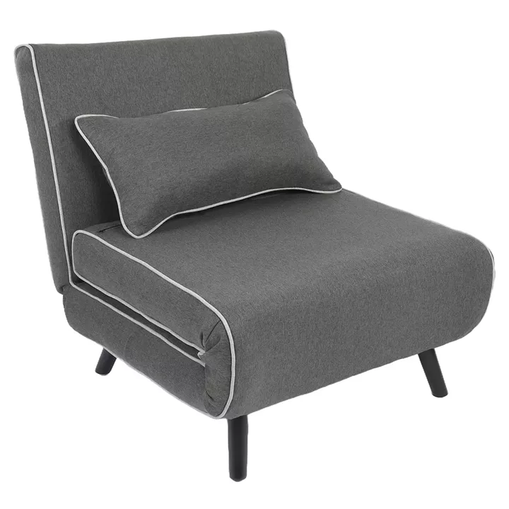 Κρεβάτι Ράντζο ArteLibre CALISTA Γκρι/Γκρι Ανοιχτό Ύφασμα/Ξύλο/Μέταλλο 78x200x28cm