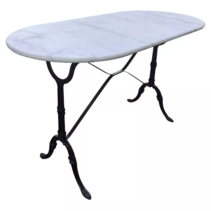 Τραπέζι Κήπου ArteLibre OVALIS Λευκό/Μαύρο Μάρμαρο/Μέταλλο 120x60x71cm