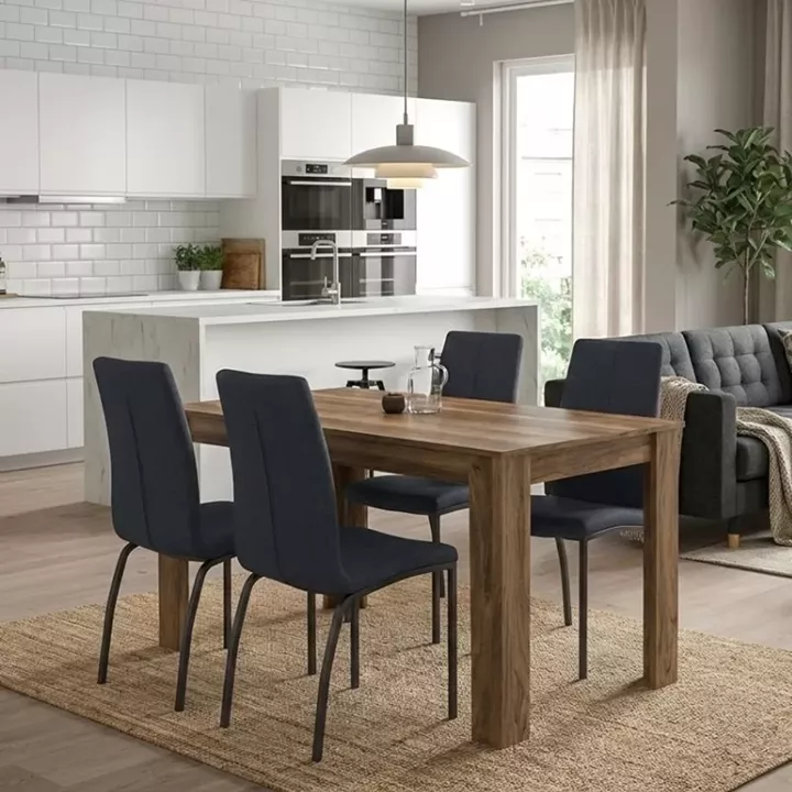 Σετ τραπεζαρία 5τμχ Darlen - Fina Megapap χρώμα καρυδί - ανθρακί 125x72x74εκ.