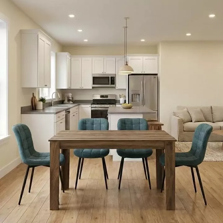 Σετ τραπεζαρία 5τμχ Darlen - Chiara Megapap χρώμα καρυδί - πράσινο 125x72x74εκ.