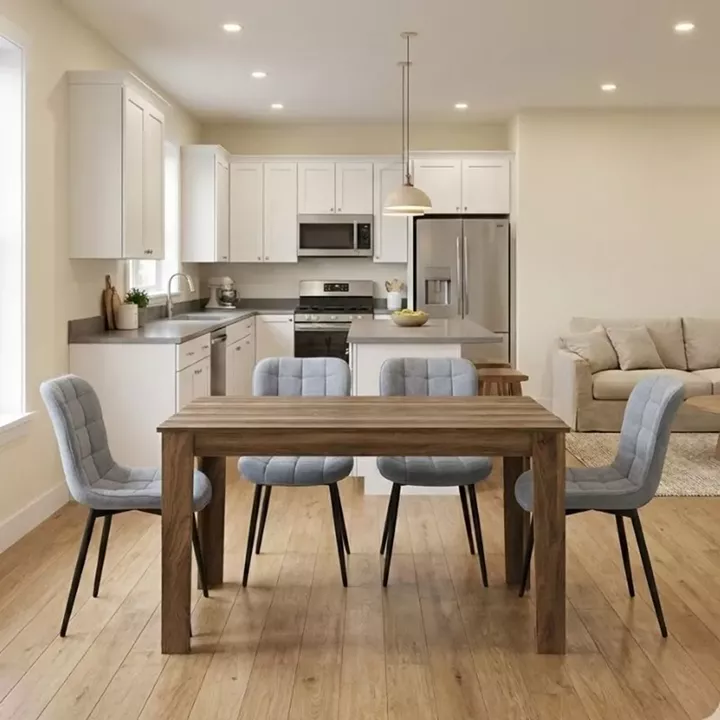 Σετ τραπεζαρία 5τμχ Darlen - Chiara Megapap χρώμα καρυδί - γκρι 125x72x74εκ.