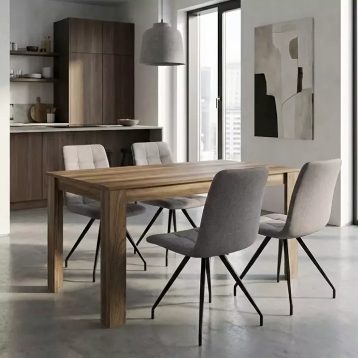 Σετ τραπεζαρία 5τμχ Darlen - Bianca Megapap χρώμα καρυδί - ανοιχτό μπεζ 125x72x74εκ.