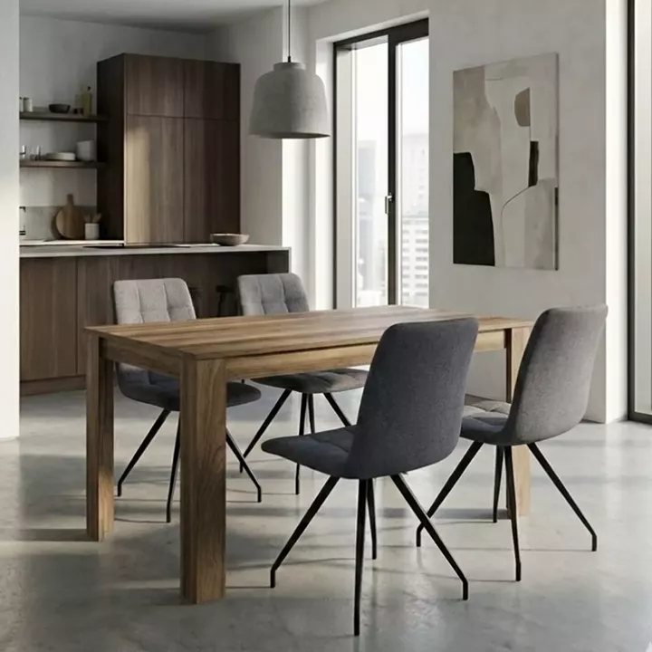 Σετ τραπεζαρία 5τμχ Darlen - Bianca Megapap χρώμα καρυδί - γκρι 125x72x74εκ.