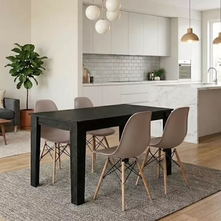 Σετ τραπεζαρία 5τμχ Darlen - Nova Megapap χρώμα sencron black - cappuccino 125x72x74εκ.