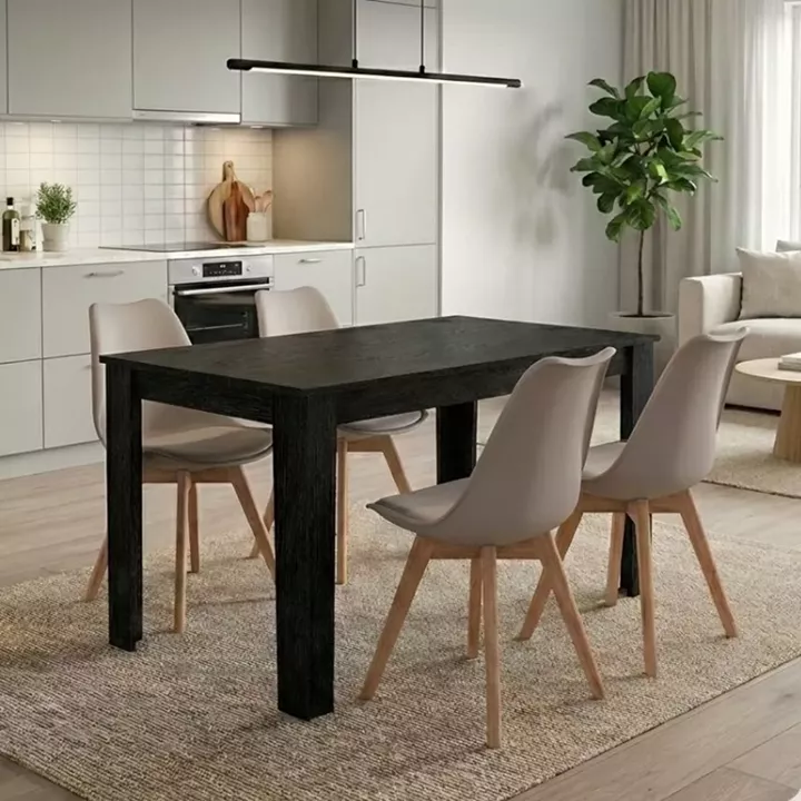 Σετ τραπεζαρία 5τμχ Darlen - Viva Megapap χρώμα sencron black - cappuccino 125x72x74εκ.
