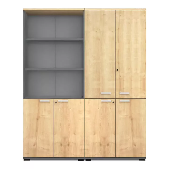 Ντουλάπα γραφείου με κλειδαριά επαγγελματική Venturo Megapap χρώμα ανθρακί - φυσικό οξιάς 160x40x200εκ.