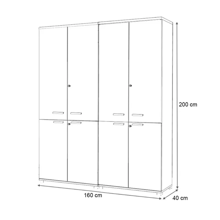 Ντουλάπα γραφείου με κλειδαριά επαγγελματική Venturo Megapap χρώμα ανθρακί - φυσικό οξιάς 160x40x200εκ.