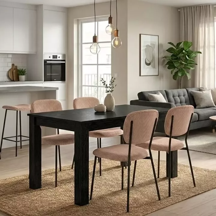 Σετ τραπεζαρία 5τμχ Darlen - Kevin Megapap χρώμα sencron black - μόκα 125x72x74εκ.