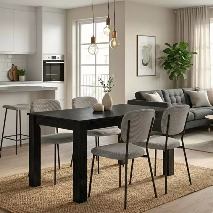 Σετ τραπεζαρία 5τμχ Darlen - Kevin Megapap χρώμα sencron black - λαδί 125x72x74εκ.