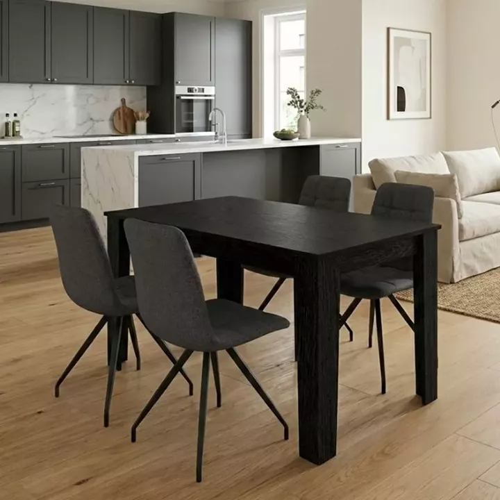 Σετ τραπεζαρία 5τμχ Darlen - Bianca Megapap χρώμα sencron black - γκρι 125x72x74εκ.