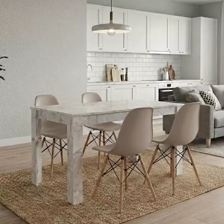 Σετ τραπεζαρία 5τμχ Darlen - Nova Megapap χρώμα λευκό εφέ μαρμάρου - cappuccino 125x72x74εκ.