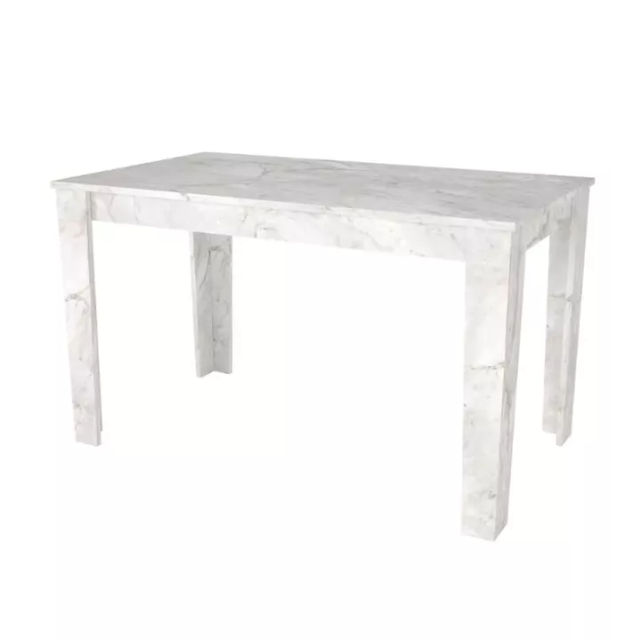 Σετ τραπεζαρία 5τμχ Darlen - Viva Megapap χρώμα λευκό εφέ μαρμάρου - λευκό/φυσικό πόδι 125x72x74εκ.